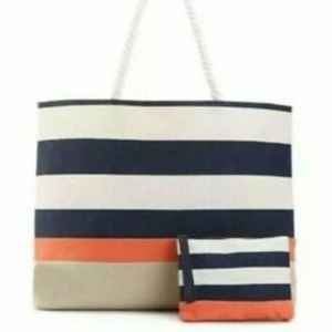 Nautical-Style Tote w/ Matching Wristlet | NWOT